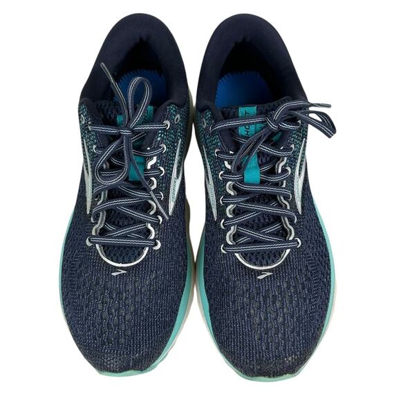 Men's Brooks Ghost 11 Navy and Teal Running Shoes Size 10.5 Wide NO INSOLES - Picture 5 of 12